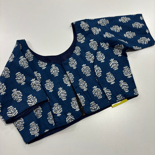 Indigo Cotton Blouse – Handloom-Inspired Elegance for Everyday Ethnic Wear