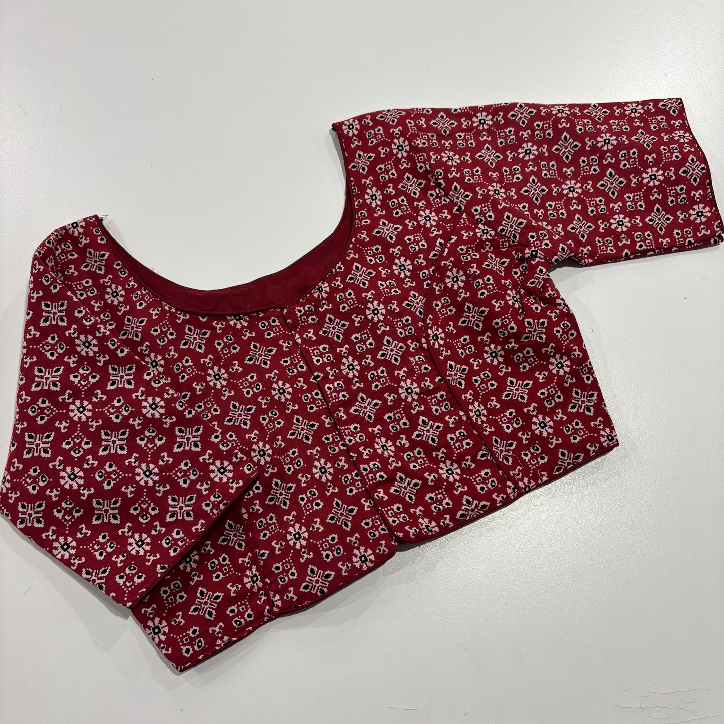 Red Ajrakh Print Cotton Blouse – Handcrafted Heritage for Everyday Elegance