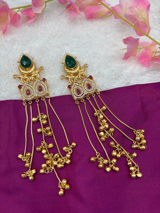 Statement Kashmiri Earrings with Elephant Motif & Kundan Panel