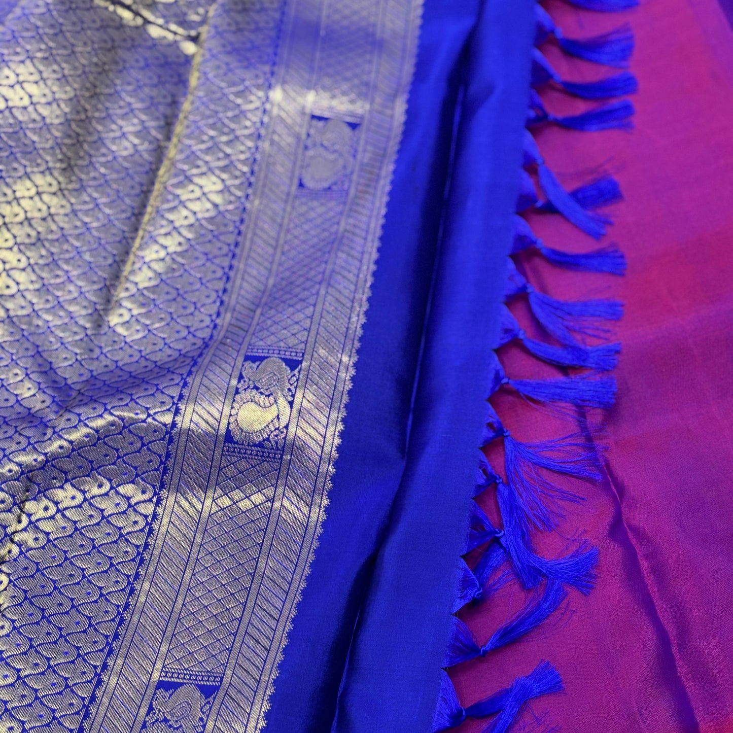 Royal Purple and Blue Kanchipuram Silk Saree