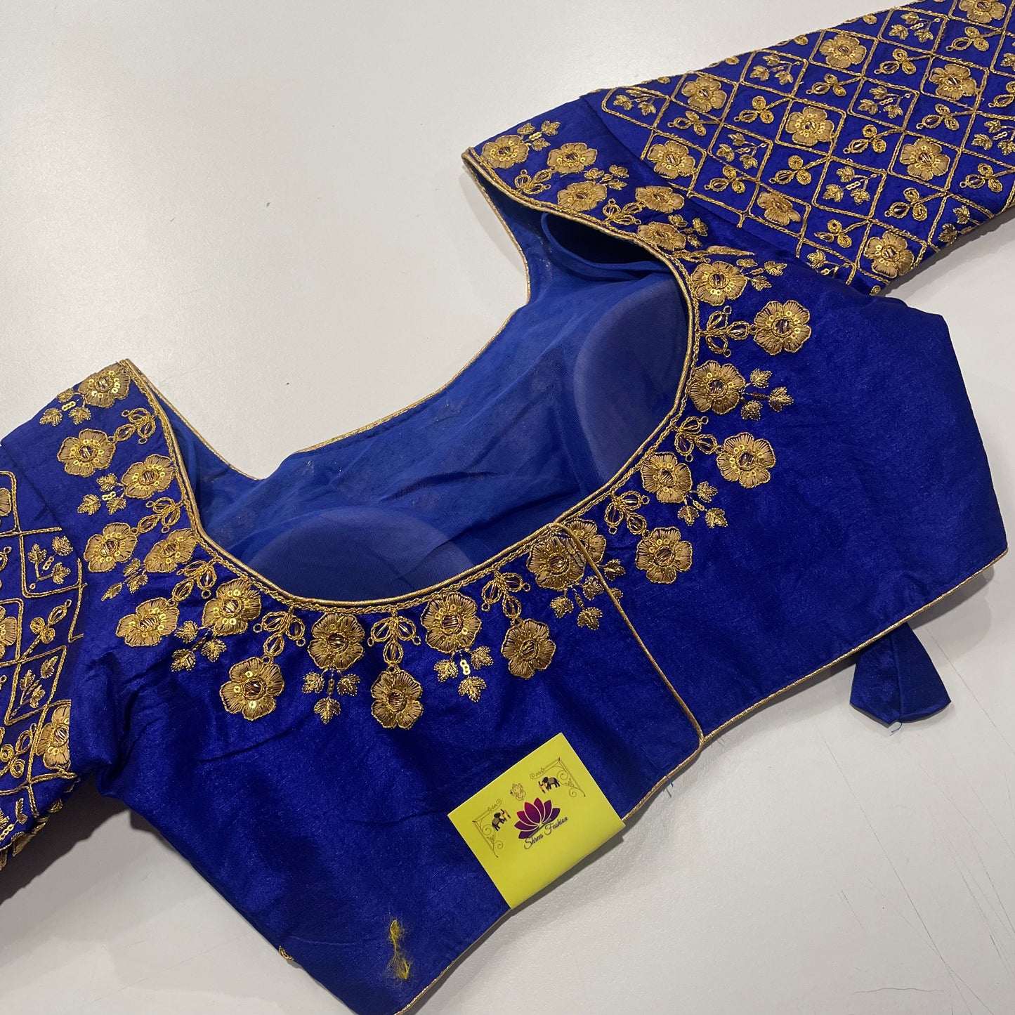 Designer Royal Blue Blouse with Gold Threadwork