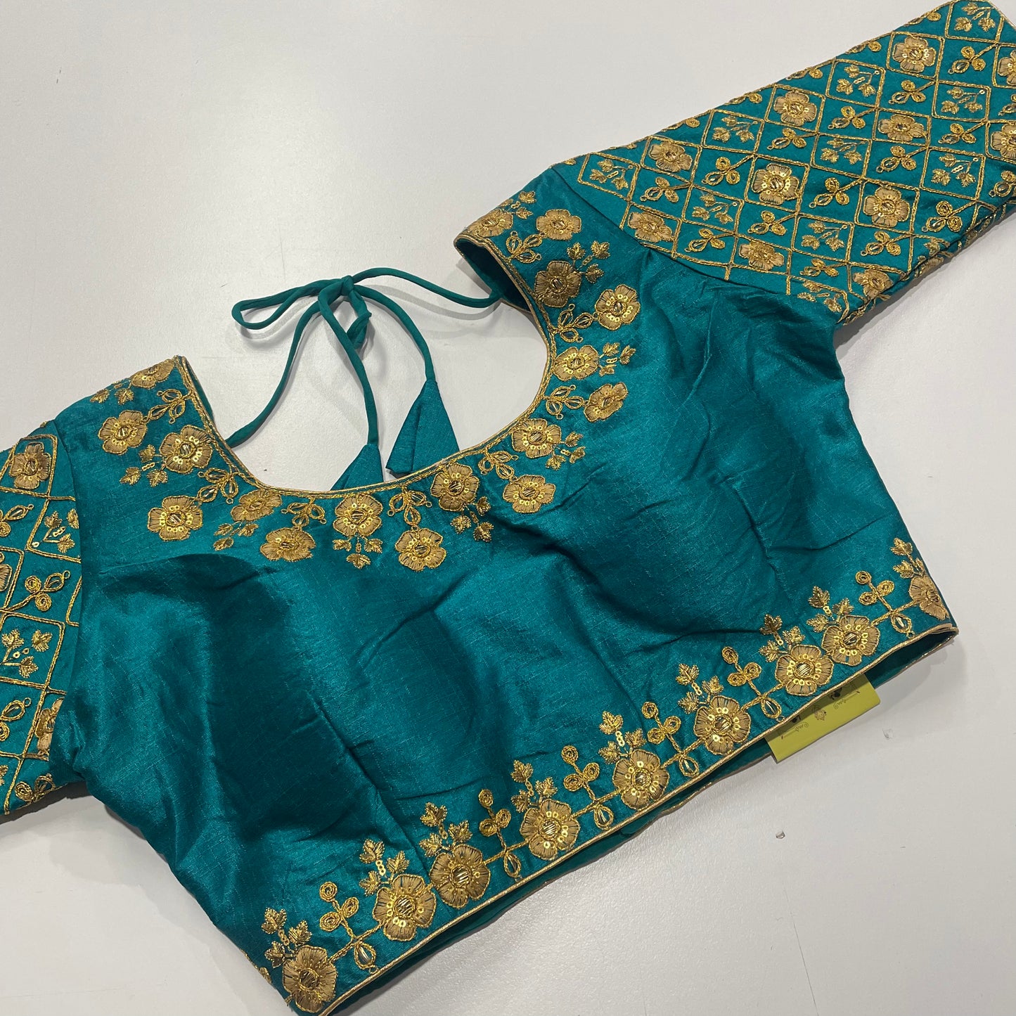 Designer Rama Green Blouse with Gold Threadwork