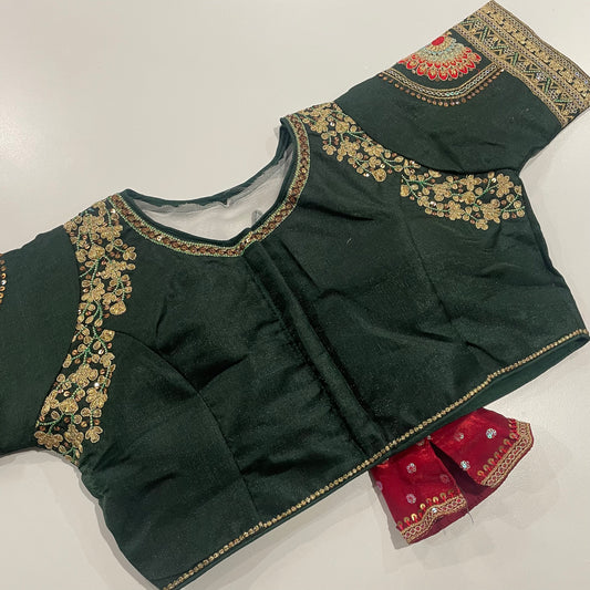 Classic Bottle Green Blouse with Structured Fit & Stylish Back