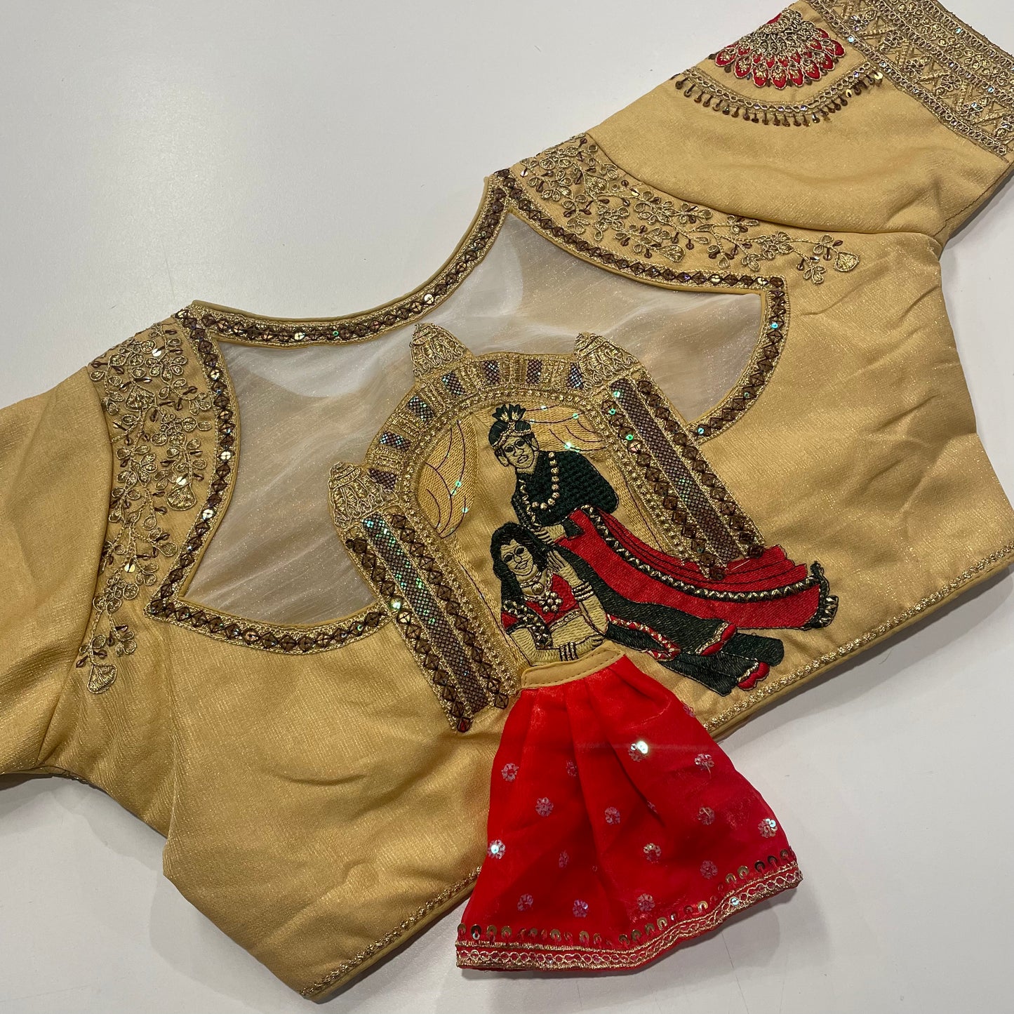 Festive Gold Blouse with Sleek Front Closure & Stylish Back