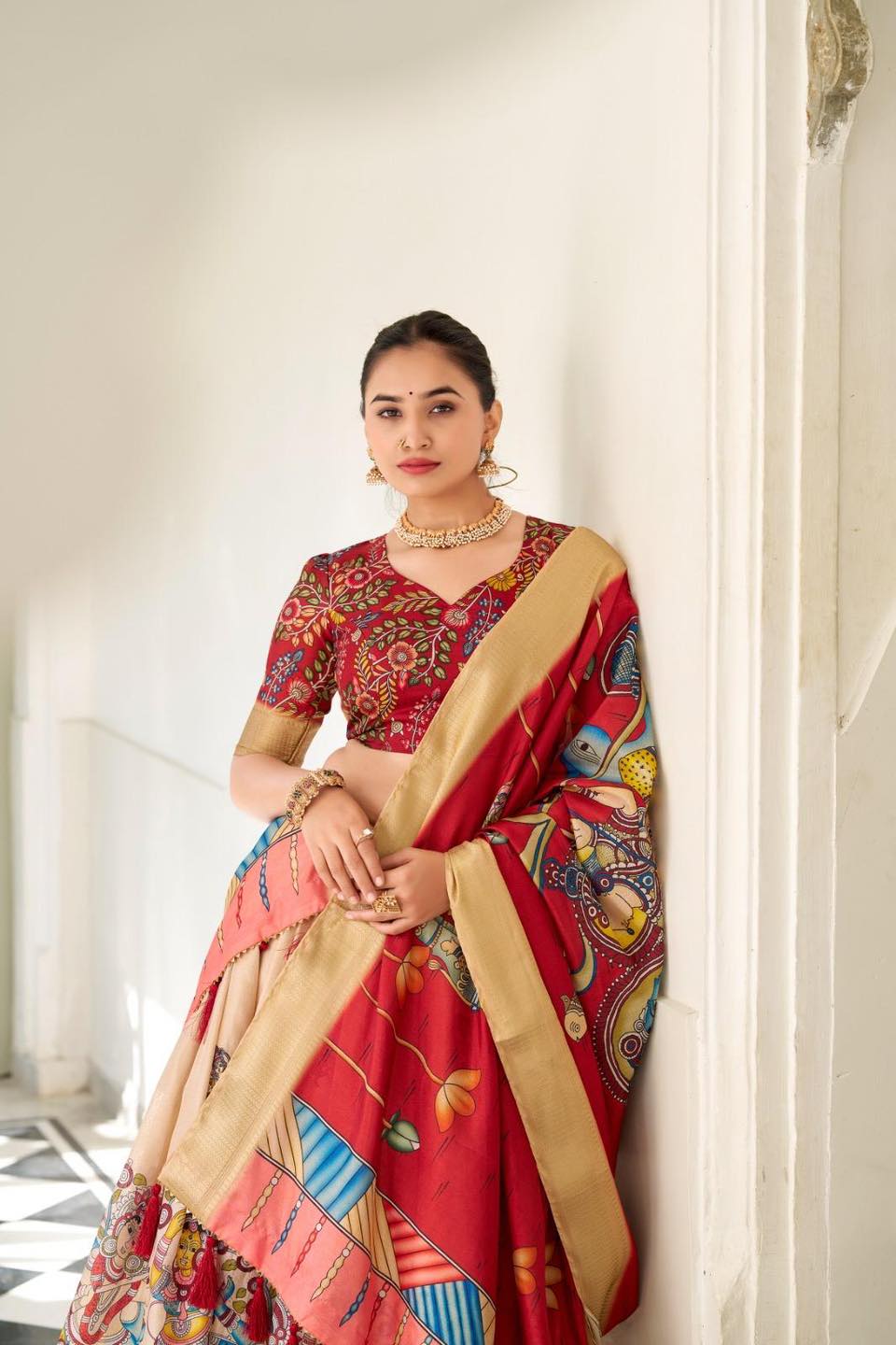 Cream Lehenga with Red Blouse – Timeless Elegance in a Classic Contrast